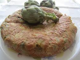 Tortilla de alcachofas, Tortilla alcachofas preparacion, Tortilla alcachofas caliente