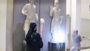 EI destruye estatuas, EI destruye estatuas irak, Estado islamico destruyendo estatuas